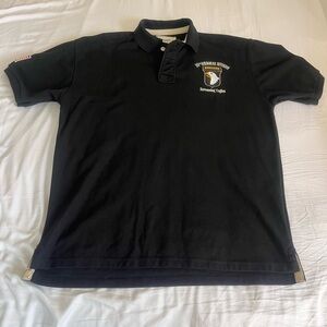 101st Airborne Screaming Eagles Polo Shirt Mens XL Black Embroidered